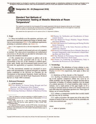 Standard Practice for Compression Tests of Metallic 